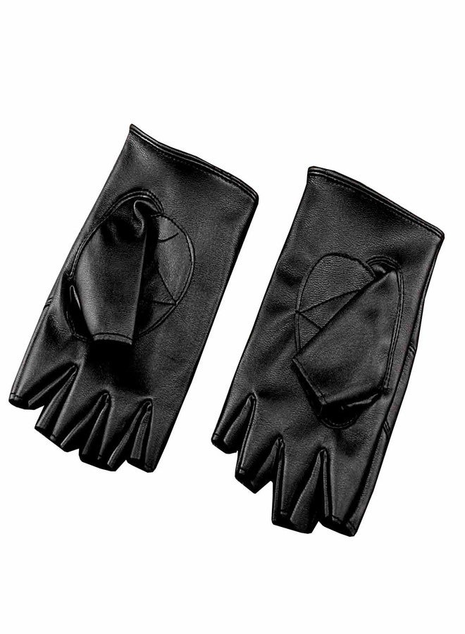 vogueteen Womens Fingerless Leather Gloves Star Studded Dancing Driving Rock Punk Cool Black One Size - Image 4